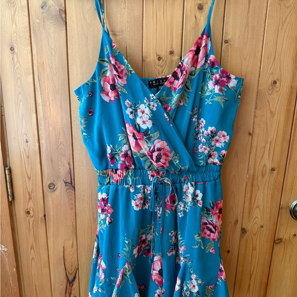 Trixxi Teal Floral Dress/ romper